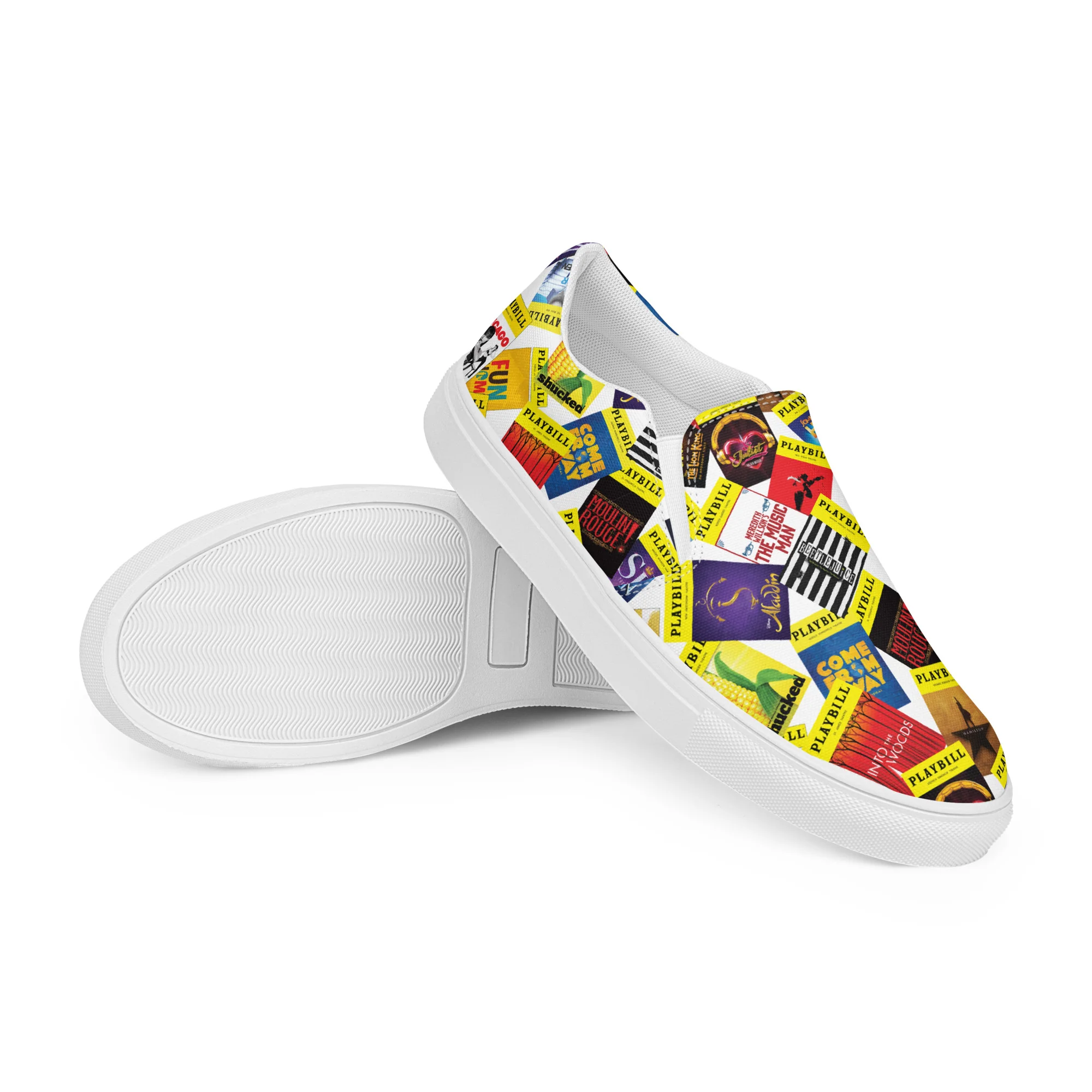 Playbill Covers - Men’s Slip-On Canvas Shoes in White - Image 8